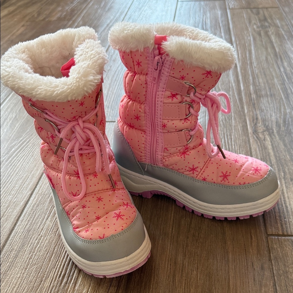 Apakowa Kids Girls Insulated Fur Winter Warm Snow Boots (Toddler/Kid) 12.5 kids